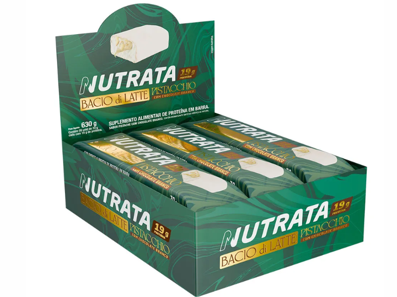 BARRA PROTEICA BACIO DI LATTE PISTACHE CAIXA C/ 9UN 70G - NUTRATA