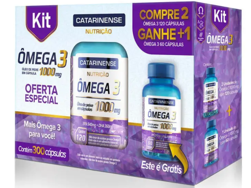 KIT OMEGA 3 1000MG 300CAPS - CATARINENSE NUTRICAO