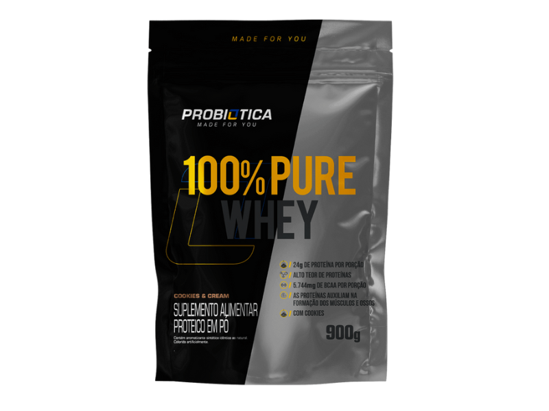 WHEY 100% 900G REFIL - PROBIÓTICA - Sua Saúde Distribuidora