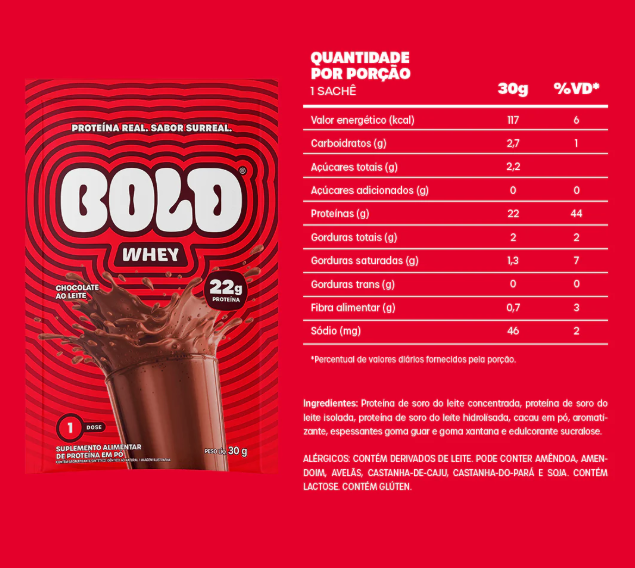 WHEY 3W SACHE CAIXA C/ 10UN 30G - BOLD