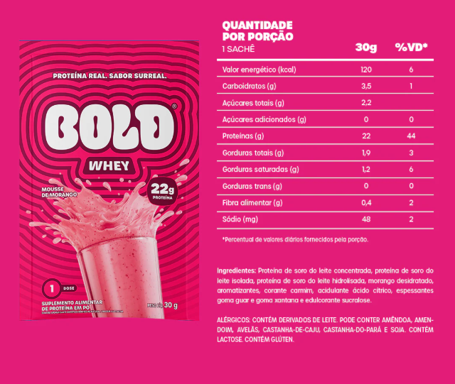 WHEY 3W SACHE CAIXA C/ 10UN 30G - BOLD