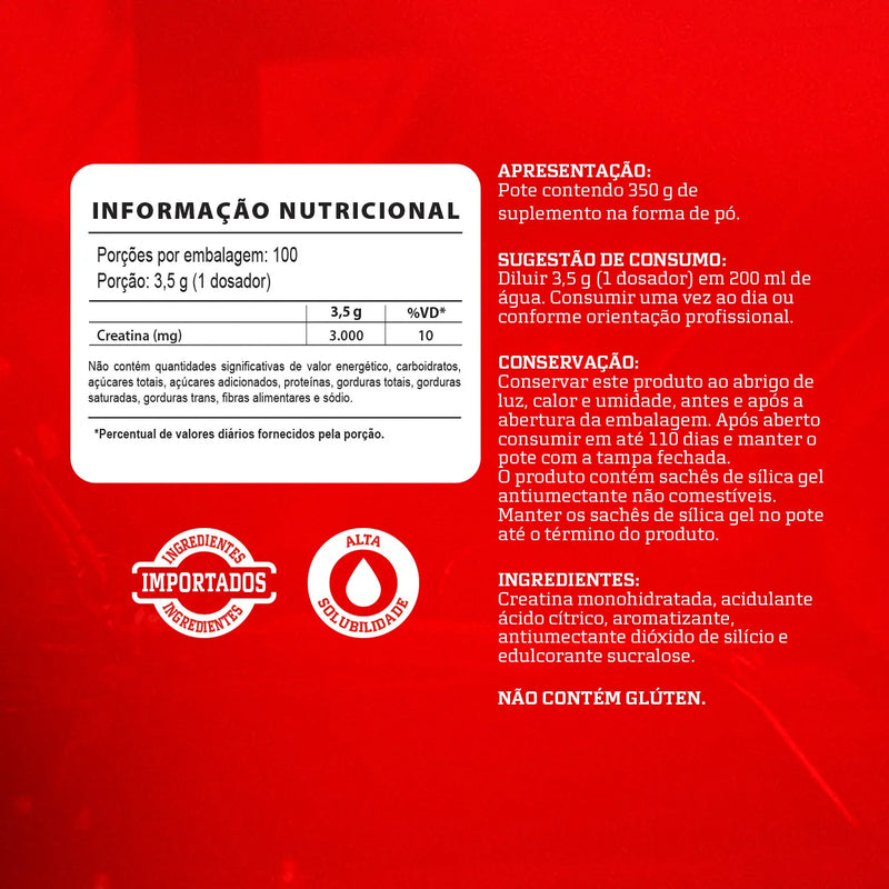 CREATINA 100% 350G - INTEGRALMEDICA