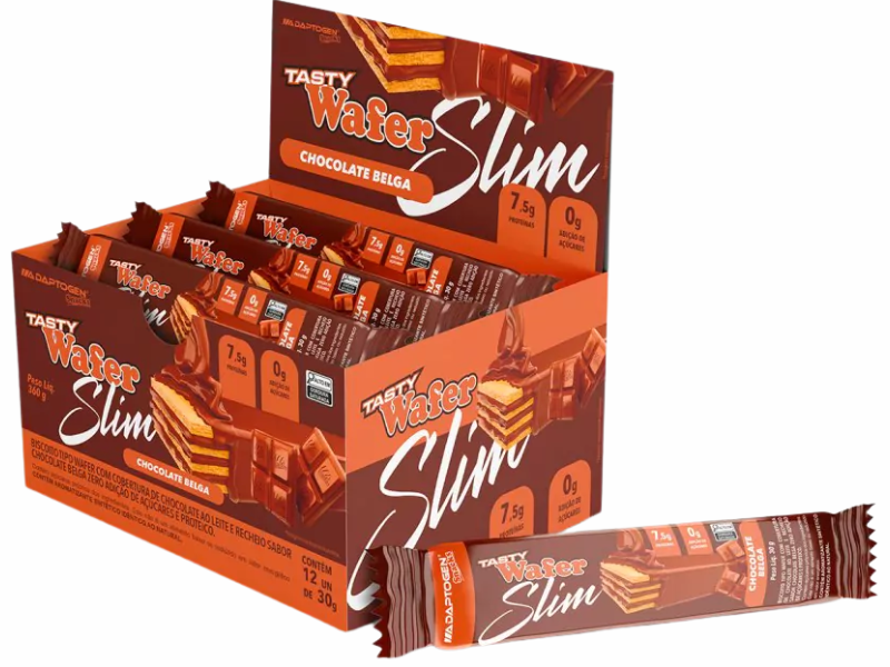 TASTY WAFER SLIM CAIXA C/ 12UN 30G - ADAPTOGEN