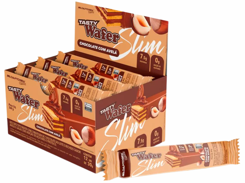TASTY WAFER SLIM CAIXA C/ 12UN 30G - ADAPTOGEN