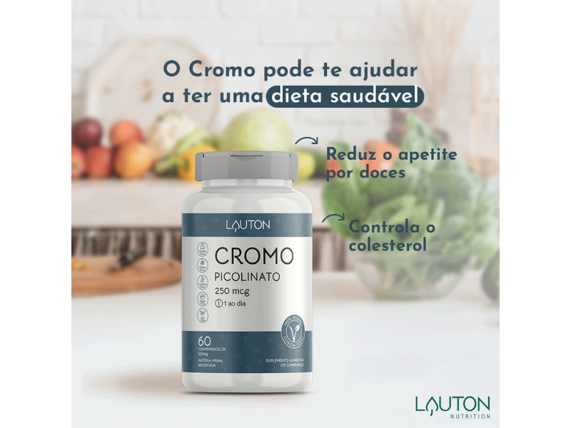 CROMO PICOLINATO 25MCG 60CAPS - LAUTON - Sua Saúde Distribuidora