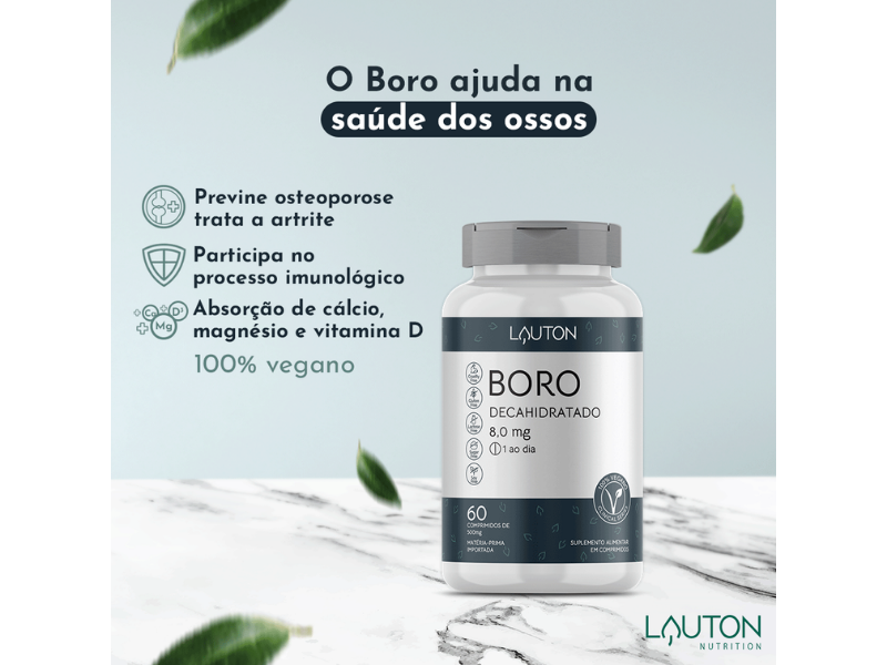 BORO DECAHIDRATADO 8,0MG 60CAPS - LAUTON - Sua Saúde Distribuidora