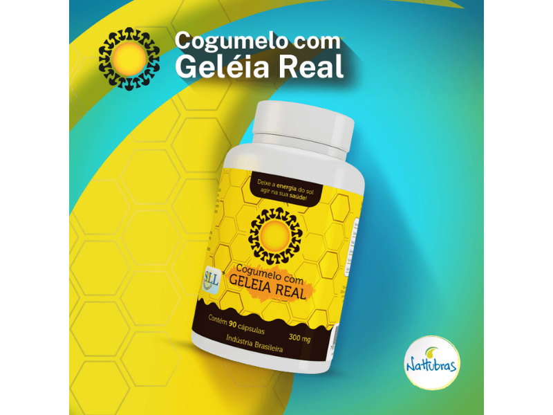 COGUMELO COM GELEIA REAL 90CAPS 300MG - NATTUBRAS - Sua Saúde Distribuidora