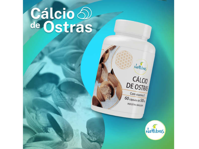 CALCIO DE OSTRA C/ VIT D 60 CAPS 500MG - NATTUBRAS - Sua Saúde Distribuidora