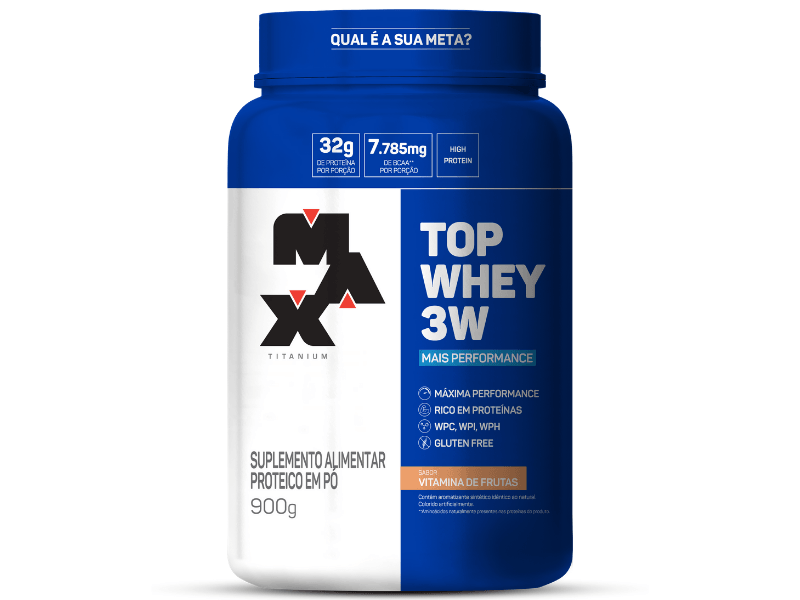 TOP WHEY 3W MAIS PERFORMANCE 900G - MAX TITANIUM - Sua Saúde Distribuidora