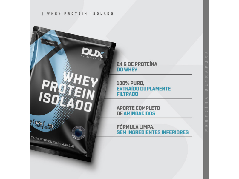 WHEY PROTEIN ISOLADO 10X30G SACHE - DUX - Sua Saúde Distribuidora