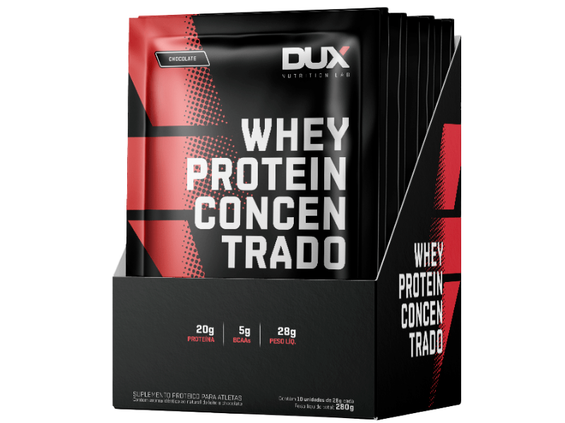 WHEY PROTEIN CONCENTRADO 10X28G SACHE - DUX NUTRITION - Sua Saúde Distribuidora