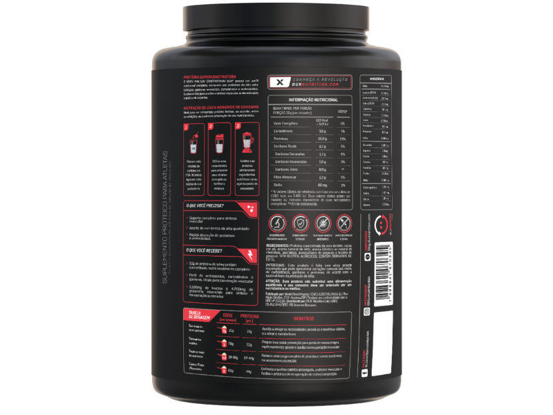 WHEY PROTEIN CONCENTRADO 900G - DUX NUTRITION - Sua Saúde Distribuidora