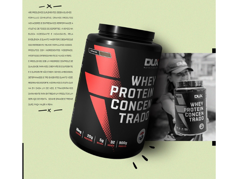 WHEY PROTEIN CONCENTRADO 900G - DUX NUTRITION - Sua Saúde Distribuidora