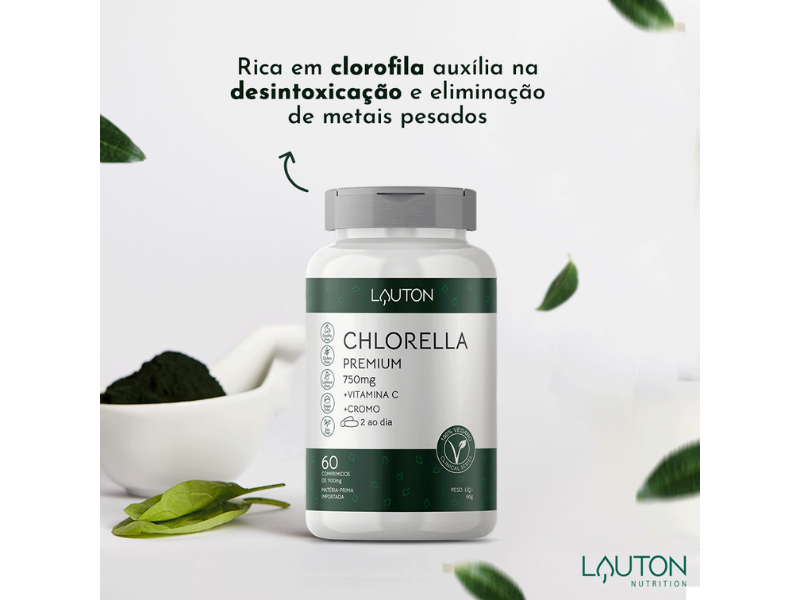 CHLORELLA PREMIUM 750MG 60CAPS - LAUTON - Sua Saúde Distribuidora