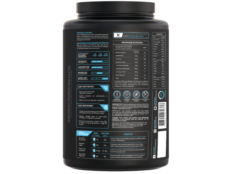 WHEY PROTEIN ISOLADO 900G - DUX NUTRITION - Sua Saúde Distribuidora