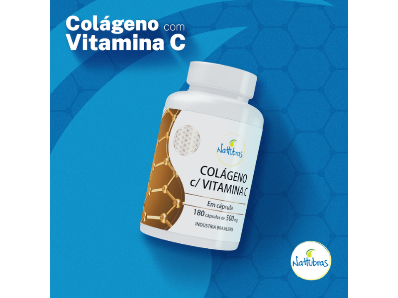 COLÁGENO COM VIT C 100CAPS 500MG - NATTUBRAS - Sua Saúde Distribuidora