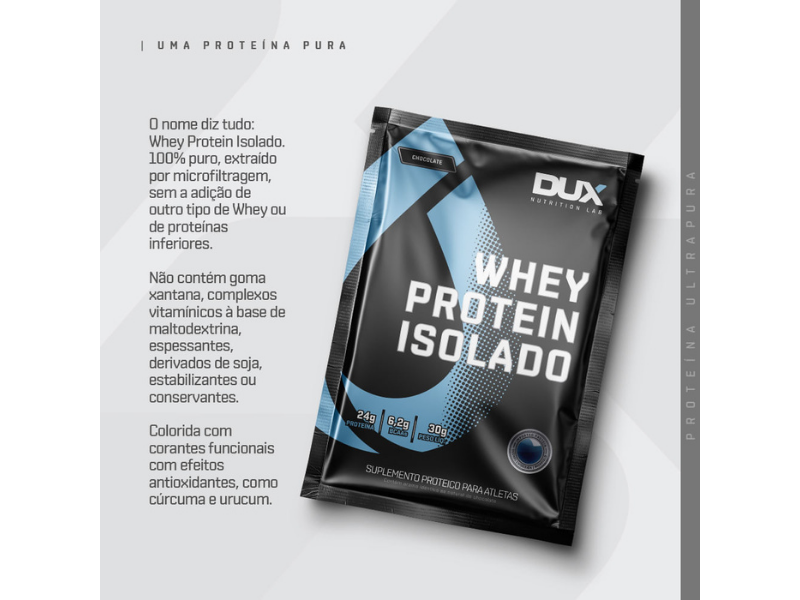 WHEY PROTEIN ISOLADO 10X30G SACHE - DUX - Sua Saúde Distribuidora