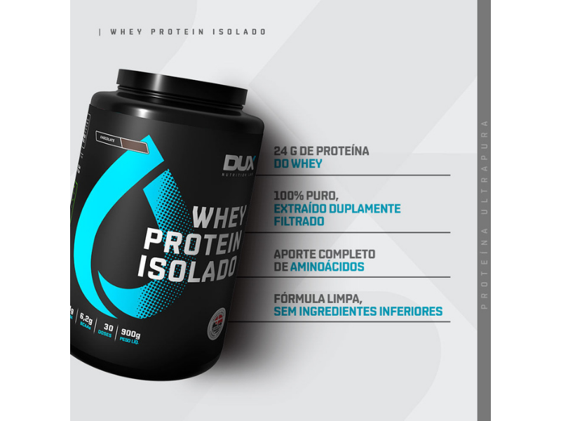 WHEY PROTEIN ISOLADO 900G - DUX NUTRITION - Sua Saúde Distribuidora