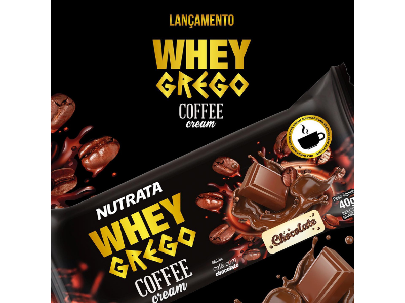 WHEY GREGO BAR COFFE 12UN 40G - NUTRATA - Sua Saúde Distribuidora