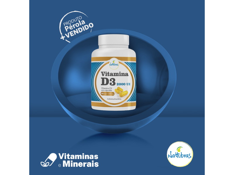 VITAMINA D3 2.000UI 60CAPS 250MG - NATTUBRAS - Sua Saúde Distribuidora