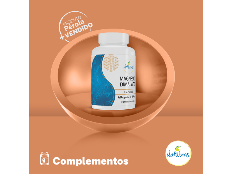 MAGNÉSIO DIMALATO 60CAPS 600MG - NATTUBRAS - Sua Saúde Distribuidora