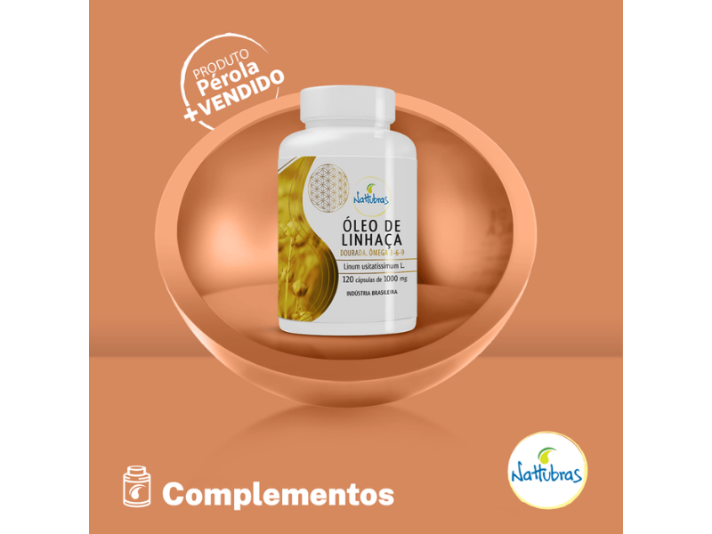 ÓLEO DE LINHAÇA DOURADA 120CAPS 1000MG - NATTUBRAS - Sua Saúde Distribuidora