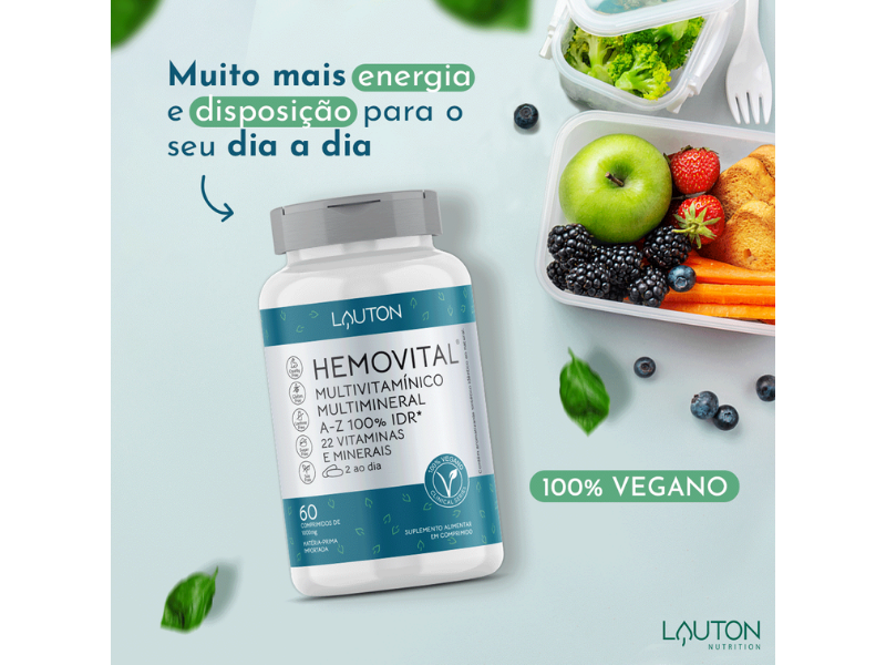 HEMOVITAL MULTIVITAMINICO MULTIMINERAL 60CAPS - LAUTON - Sua Saúde Distribuidora