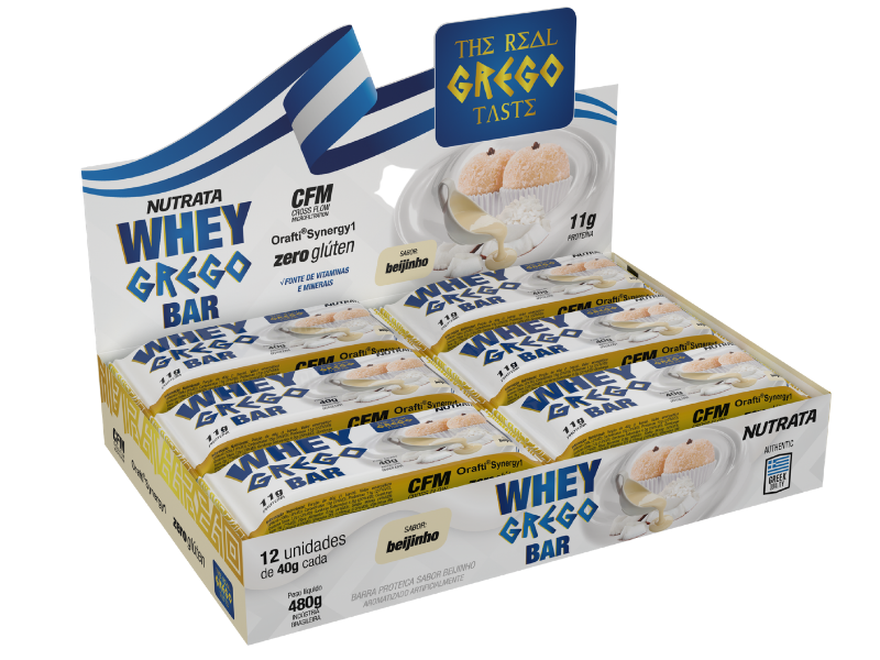 WHEY GREGO BAR 12UN 40G - NUTRATA - Sua Saúde Distribuidora