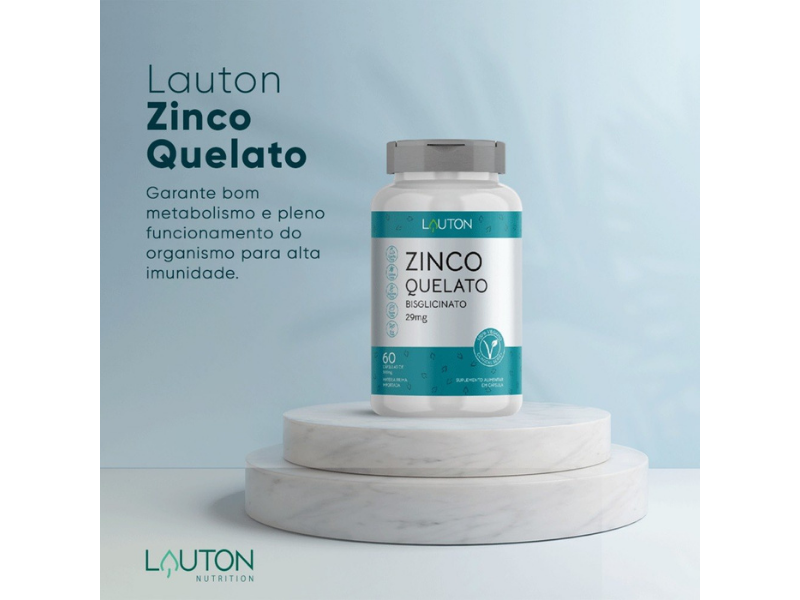 ZINCO QUELATO 29MG 60CAPS - LAUTON - Sua Saúde Distribuidora