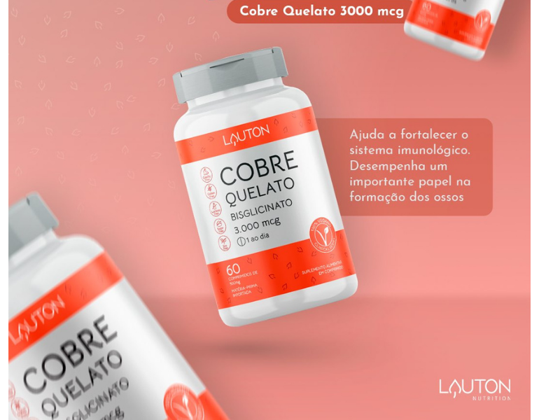 COBRE QUELATO BISGLICINATO 3.000MCG 60CAPS - LAUTON - Sua Saúde Distribuidora