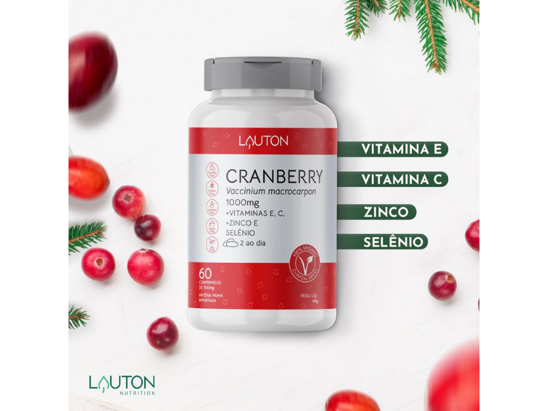 CRANBERRY 1000MG 60CAPS - LAUTON - Sua Saúde Distribuidora