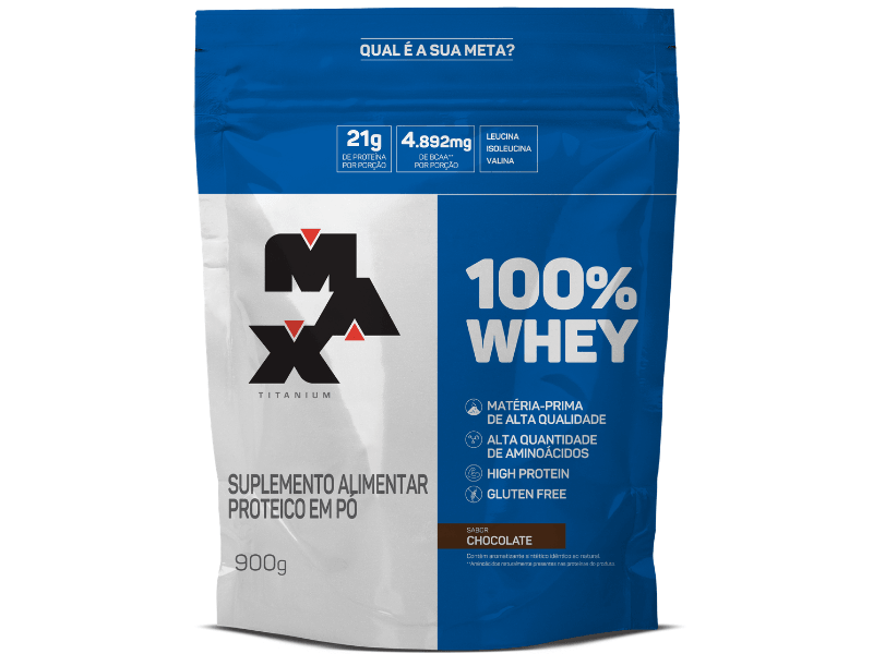 WHEY 100% 900G REFIL - MAX TITANIUM - Sua Saúde Distribuidora