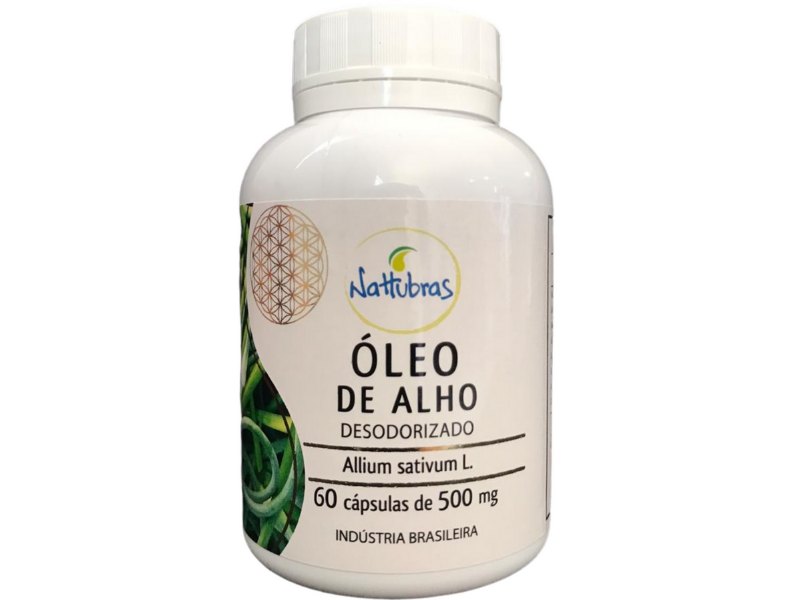 ÓLEO DE ALHO DESODORIZADO 60CAPS 500MG - NATTUBRAS - Sua Saúde Distribuidora