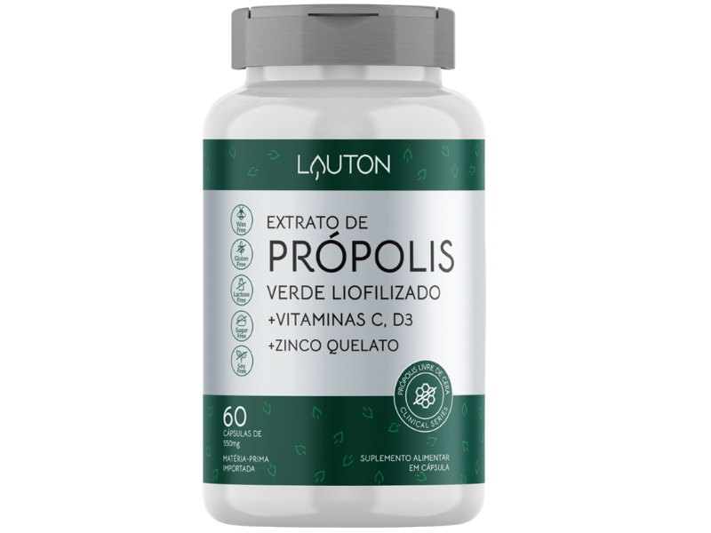 EXTRATO DE PROPOLIS VERDE LIOFILIZADO 60CAPS - LAUTON - Sua Saúde Distribuidora