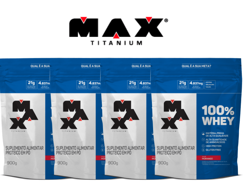 WHEY 100% 900G REFIL - MAX TITANIUM - Sua Saúde Distribuidora