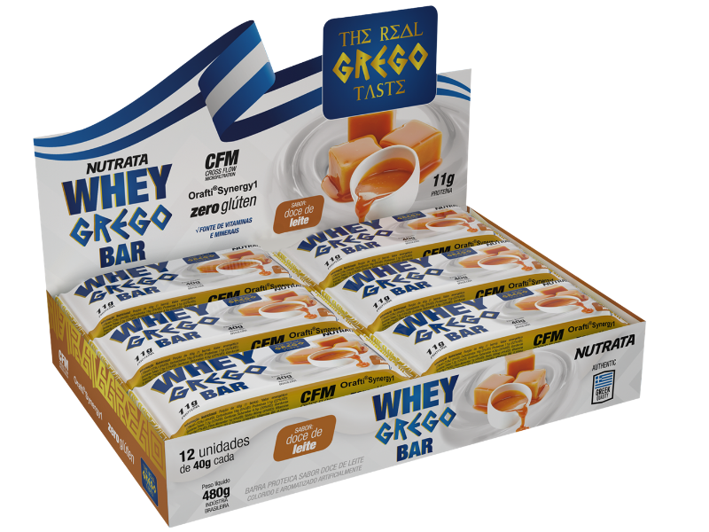 WHEY GREGO BAR 12UN 40G - NUTRATA - Sua Saúde Distribuidora