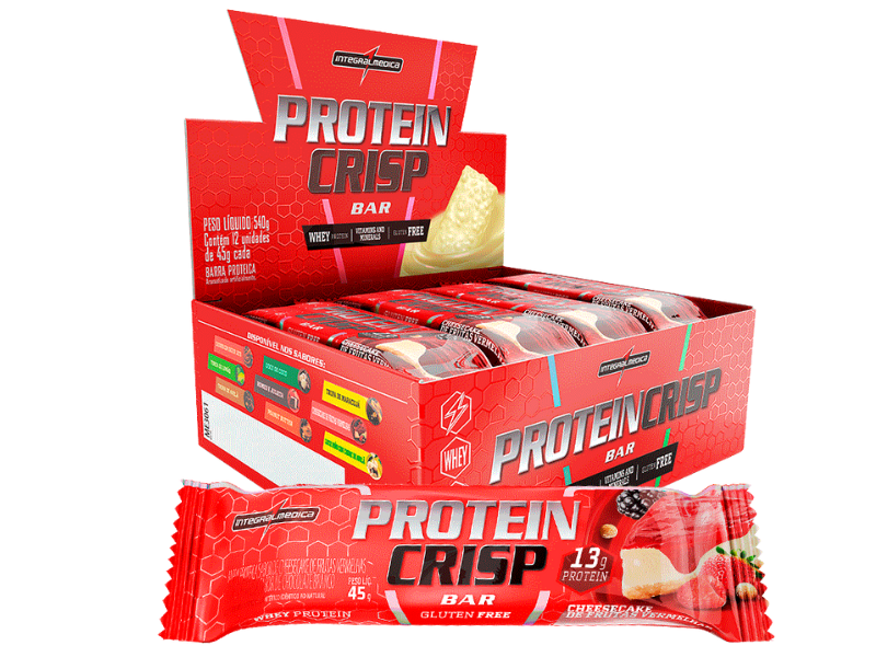 PROTEIN CRISP BAR 12UN 45G - INTEGRALMEDICA - Sua Saúde Distribuidora