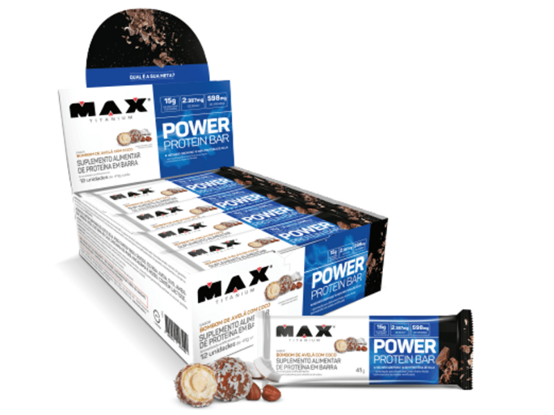 POWER PROTEIN BAR DARK 12UN 41G - MAX TITANIUM - Sua Saúde Distribuidora