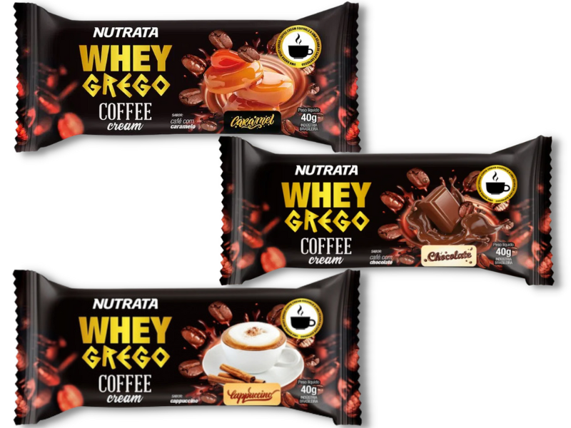 WHEY GREGO BAR COFFE 12UN 40G - NUTRATA - Sua Saúde Distribuidora