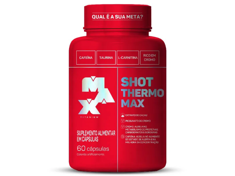 SHOT THERMO MAX 60CAPS 600MG - MAX TITANIUM - Sua Saúde Distribuidora