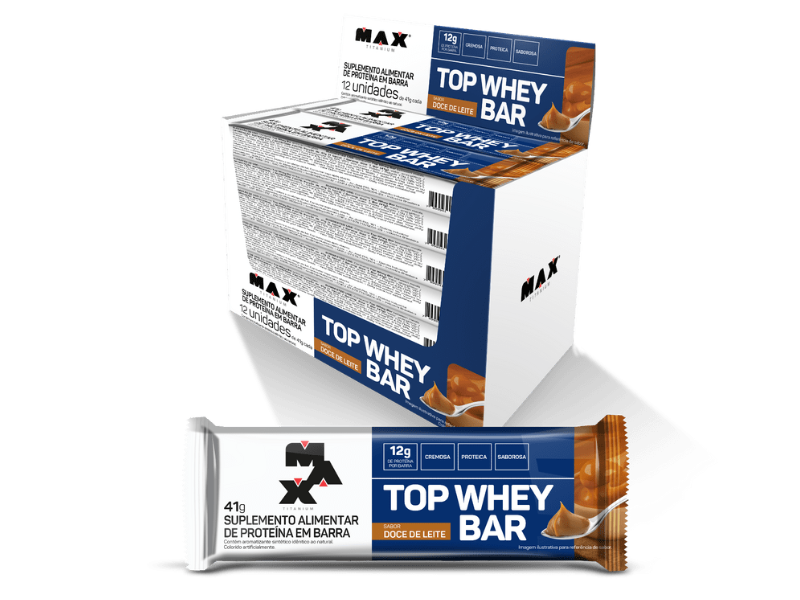 TOP WHEY BAR 12UN 41G - MAX TITANIUM - Sua Saúde Distribuidora