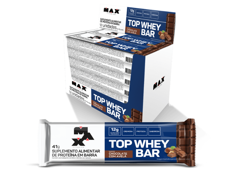 TOP WHEY BAR 12UN 41G - MAX TITANIUM - Sua Saúde Distribuidora