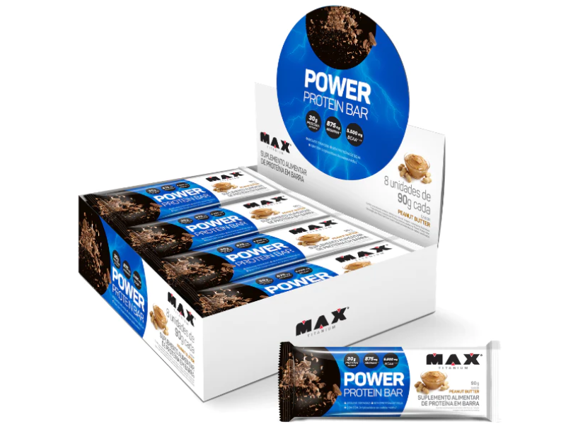 POWER PROTEIN BAR DARK 8UN 90G - MAX TITANIUM - Sua Saúde Distribuidora