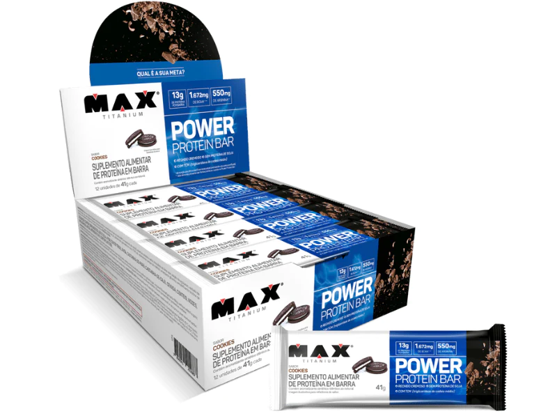 POWER PROTEIN BAR DARK 12UN 41G - MAX TITANIUM - Sua Saúde Distribuidora