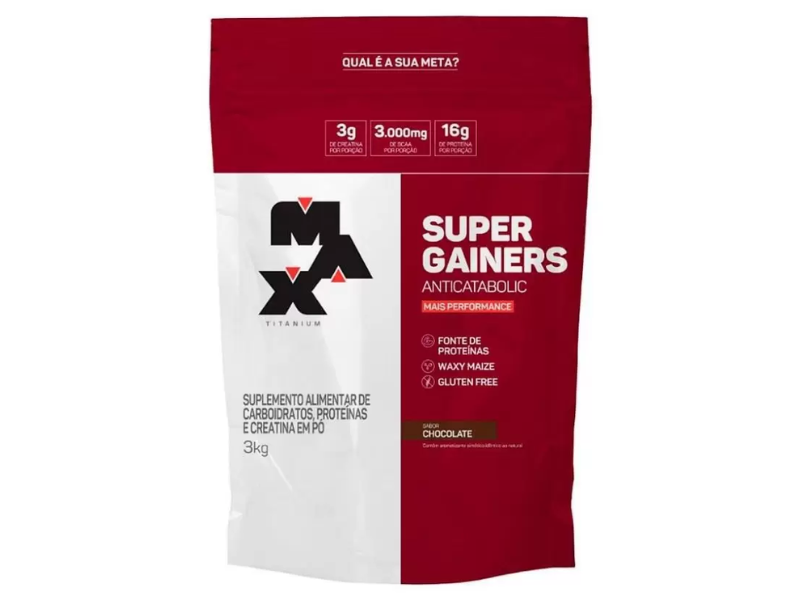 MASSA SUPER GAINERS 3KG REFIL - MAX TITANIUM - Sua Saúde Distribuidora