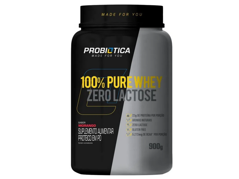 WHEY 100% ZERO LACTOSE 900G - PROBIÓTICA - Sua Saúde Distribuidora