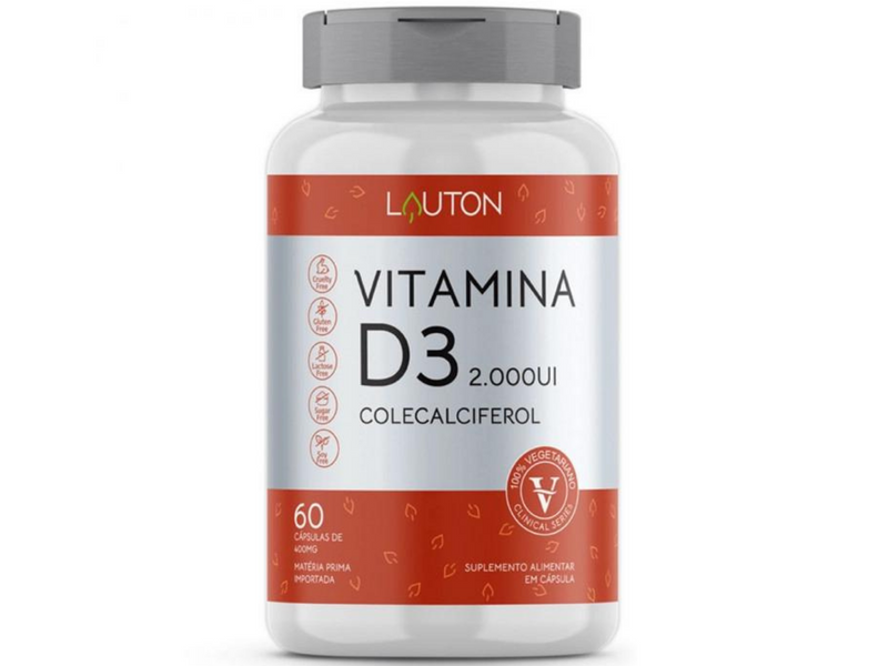 VITAMINA D3 2.000UI 60CAPS 400MG - LAUTON - Sua Saúde Distribuidora