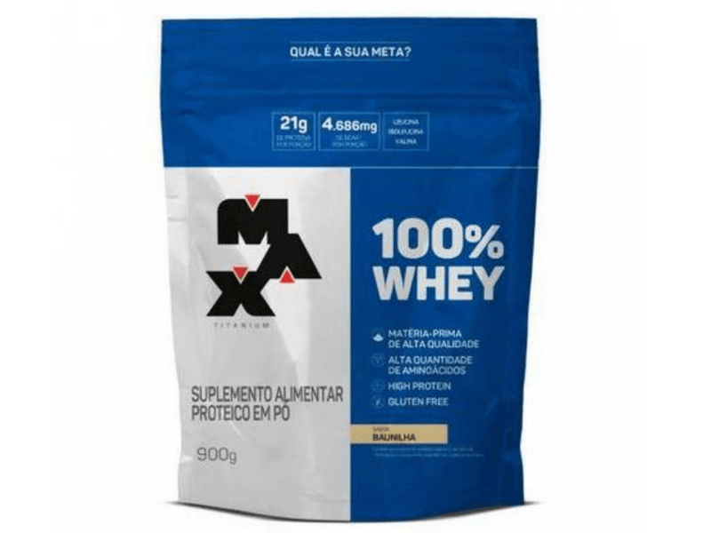 WHEY 100% 900G REFIL - MAX TITANIUM - Sua Saúde Distribuidora