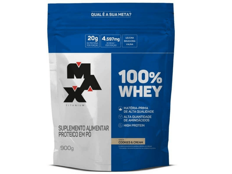 WHEY 100% 900G REFIL - MAX TITANIUM - Sua Saúde Distribuidora