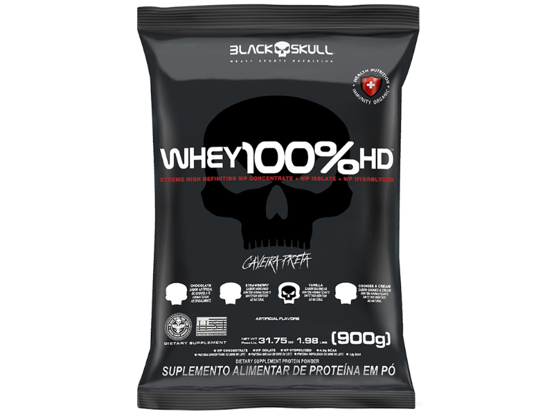 WHEY 100% 3W 900G REFIL - BLACK SKULL - Sua Saúde Distribuidora